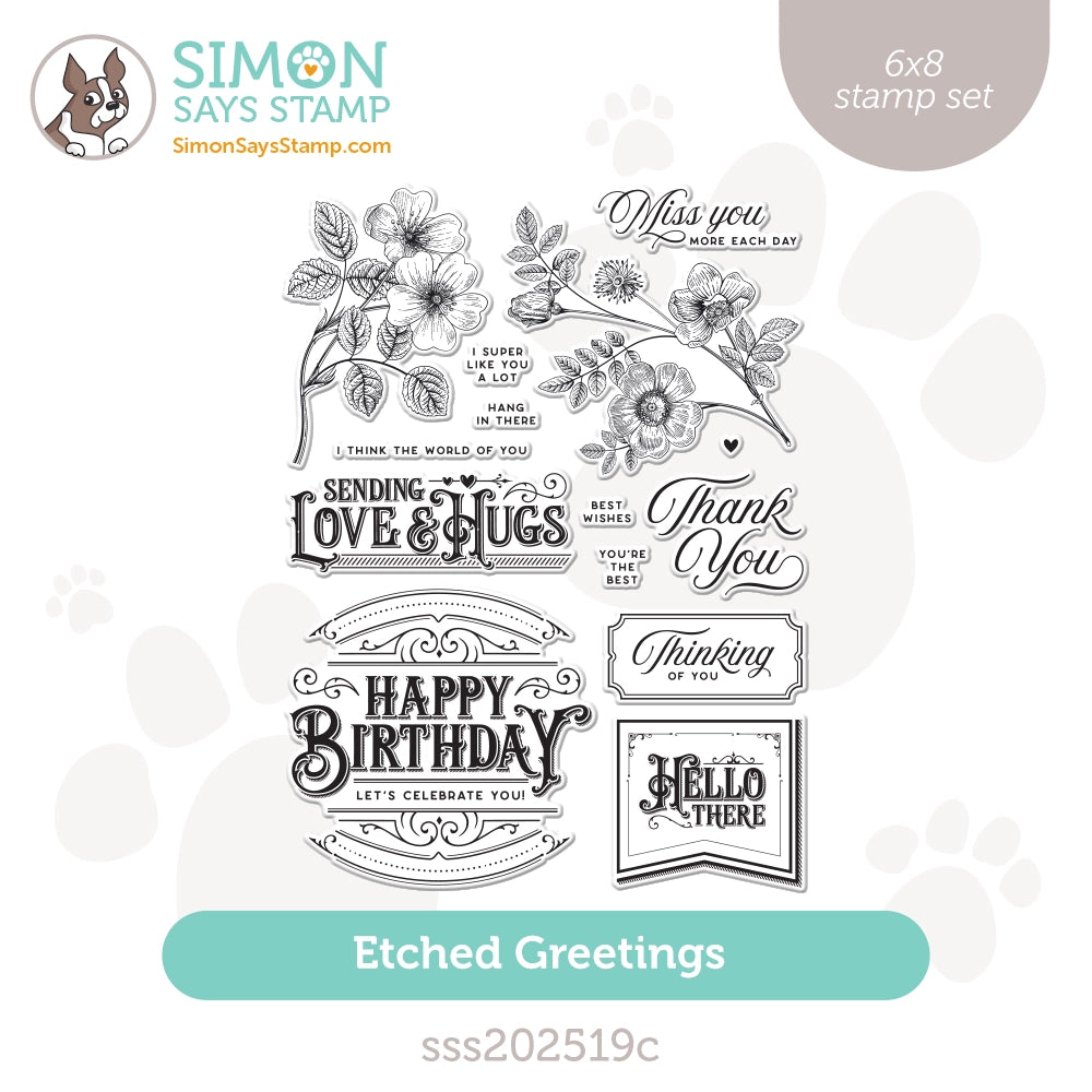 Simon Says Clear Stamps Etched Greetings sss202519c